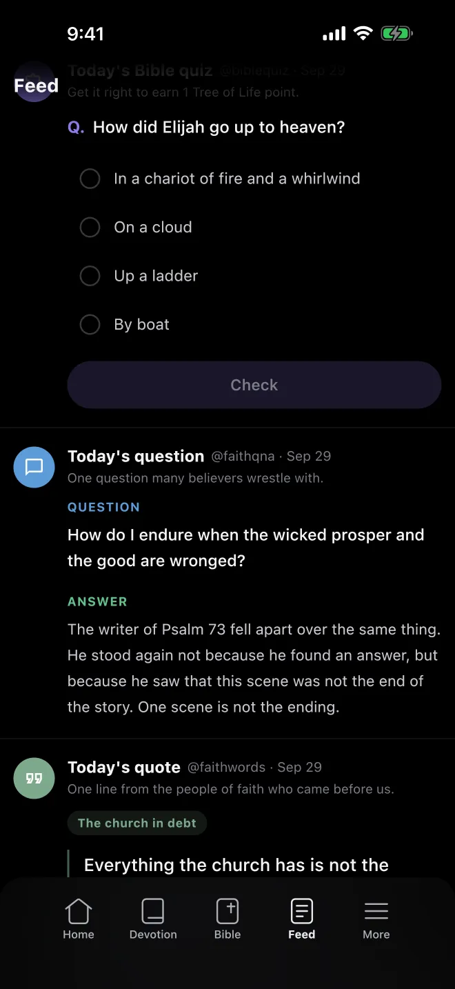 Feed with a quiz