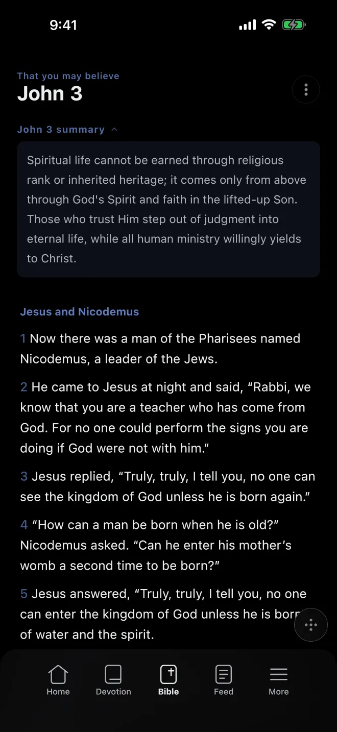 Reading screen, John 3